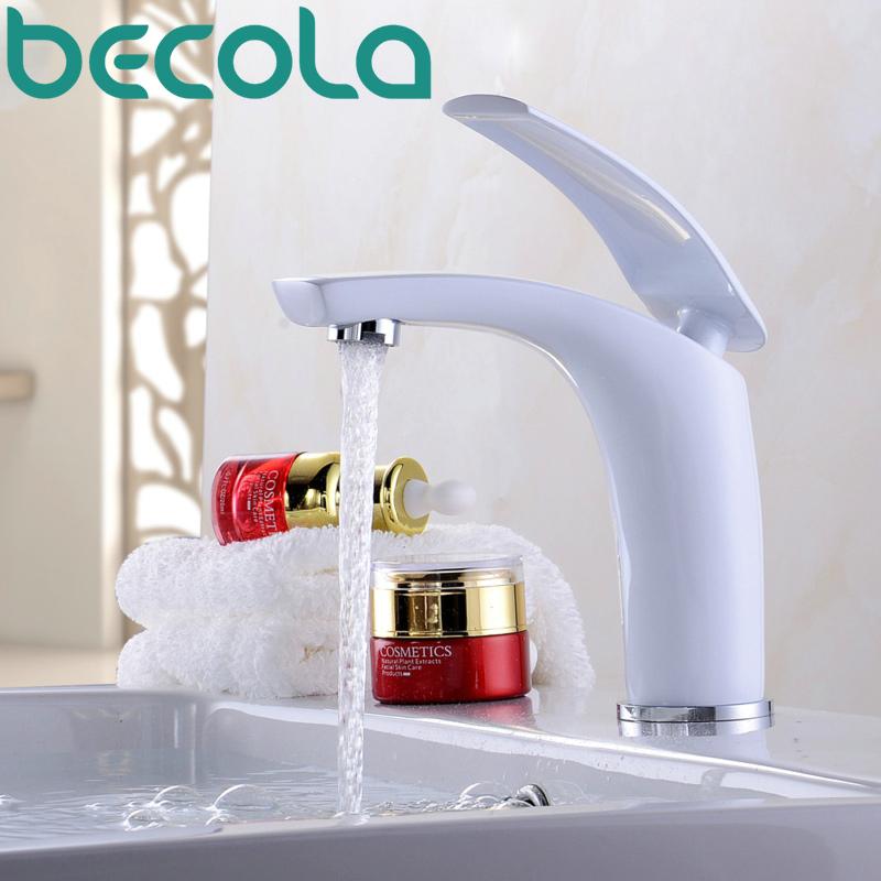 

Free Shipping becola green waterfall faucet grilled white basin tap BRASS hot and cold water bathroom faucet copper B-1530