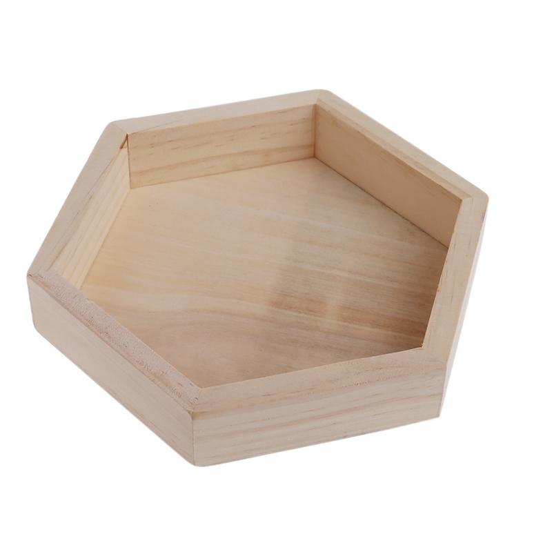 

Wooden Necklace Jewelry Display Tray Case Holder Rack Hexagon Storage Box