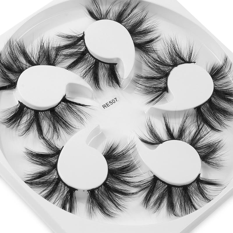 

3D Faux Mink False Eyelashes 5 Pairs 20mm Dramatic Makeup Cruelty-free Eyelash Extension Thick Long Handmade Faux Mink Lashes