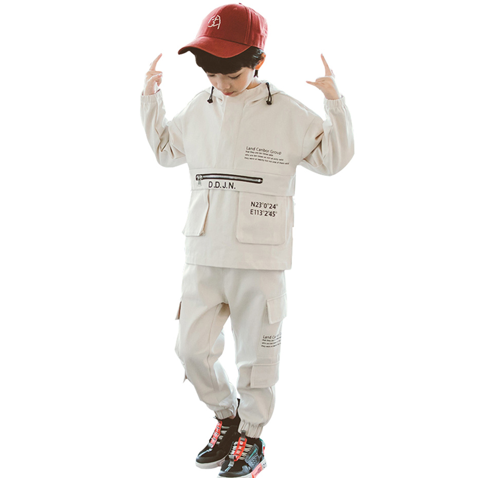 

Kids Clothes Cargo Pants & Hoodies Suits For Boys Loose Pullover Clothes For Teen Boys Autumn Casual Suit For Boys 6 8 10 12 14 Y1113, White