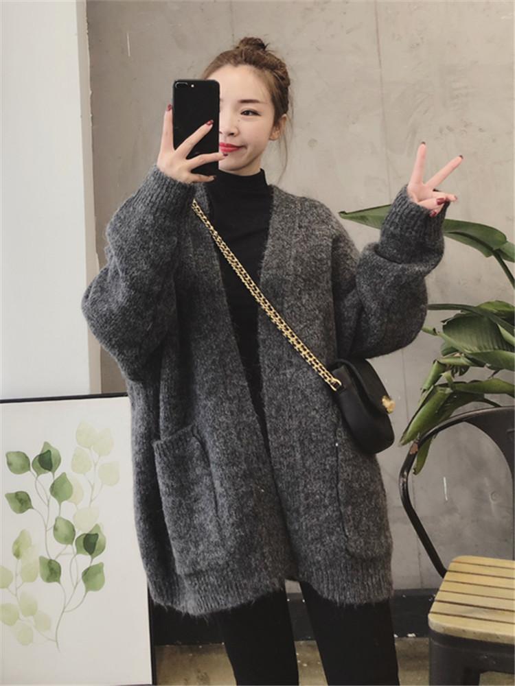 

SuperAen 2020 Winter Solid V Neck Full Cardigans Sweaters for Women, Gray