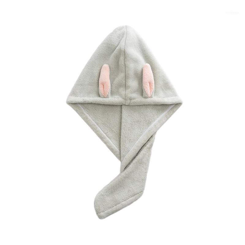 

Lovely Ears Coral Velvet Hygroscopic Scarf Towel Wrapped Hair With Buttons Bath Cap Dry Hair Hat1