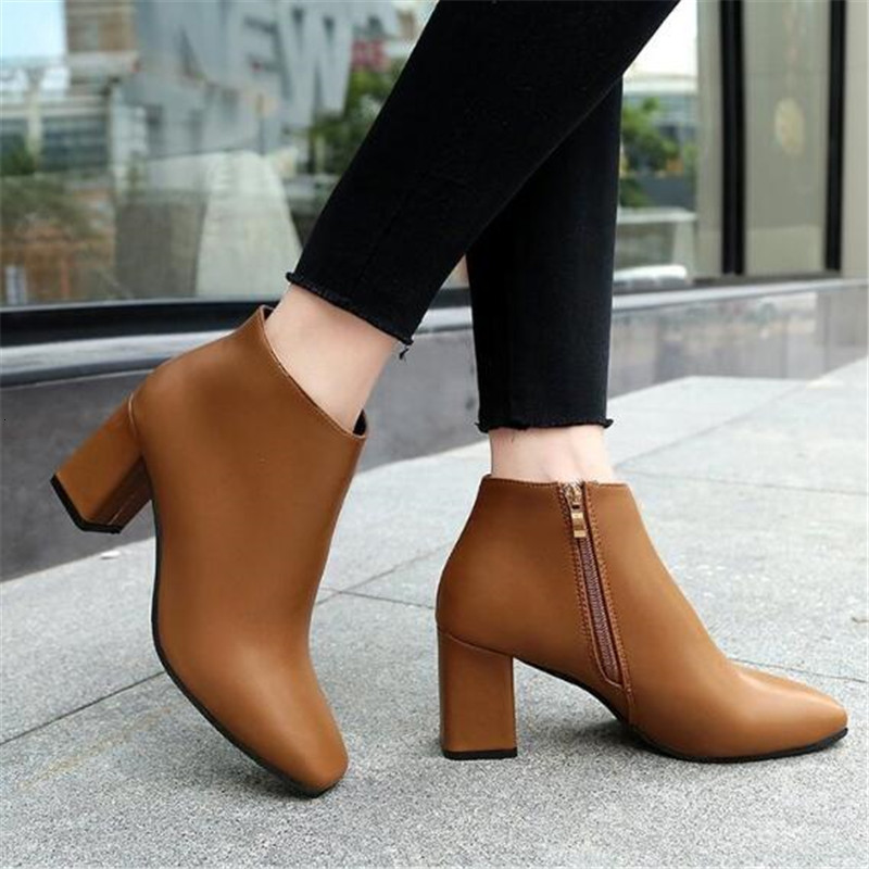 

2021 New Retro Riding Thick Square Toe Zipper Casual Fashion Boots Women's Shoes 9skw, W998-01