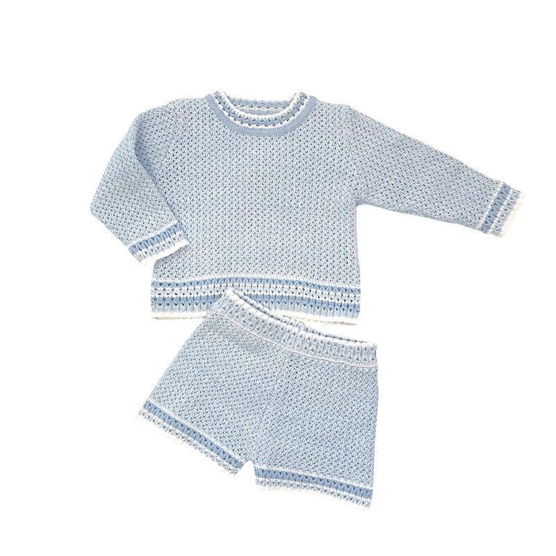 

Baby Clothing Set 2021 Spring Newborn Girls Knitted Two Piece Outfit Set Long Sleeve Pullover Sweater+Knit Short Pant 0-24Month, Orange