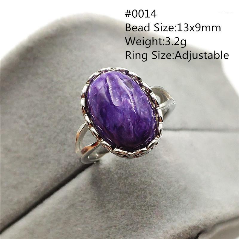 

Natural Purple Charoite Crystal Adjustable Ring From Russia 925 Silver Love Gift Stone Oval Beads Fashion Ring Jewelry1