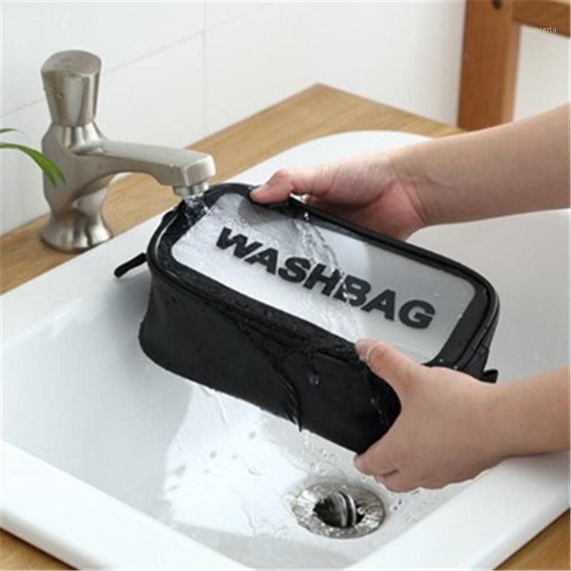 

Waterproof Travel Cosmetic Bag Organizer Simpplicity Make Up Bags Female Transparent Large Capacity Convenience Wash Bag MM500331, Black