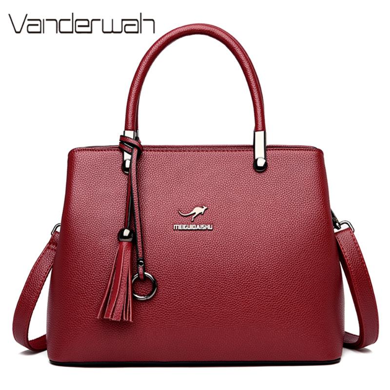 

Large Capacity Soft Leather Crossbody Bags for Women 2020 New Luxry Handbags Women Bags Designer Casual Travel Tote Shoulder Bag, Burgundy