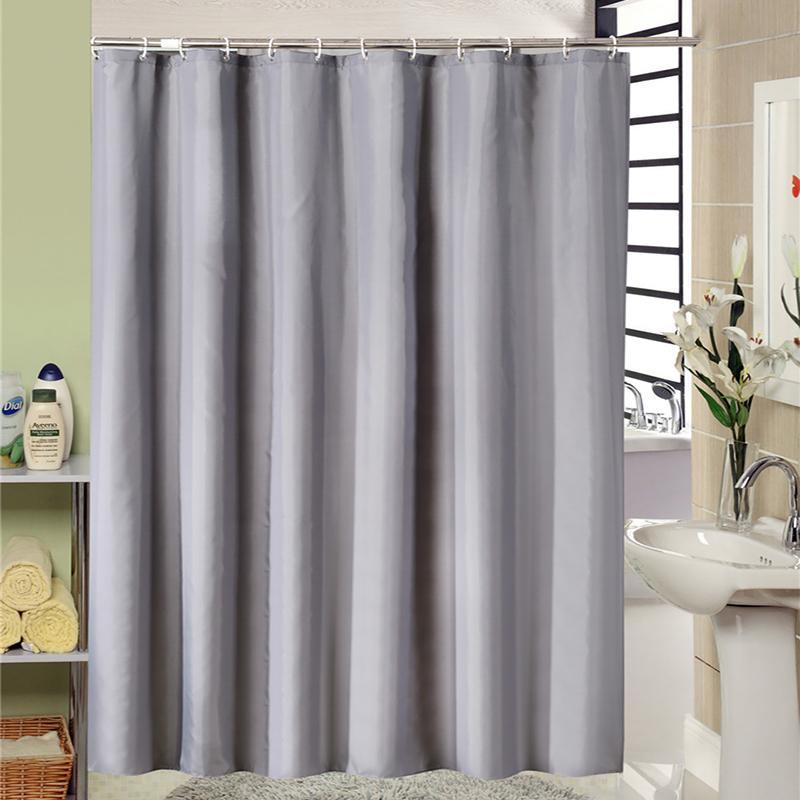 

23 European Style Modern Grey Bathroom Shower Curtain Fabric Liner with 12 Hooks 71x71 inch Waterproof and Mildewproof