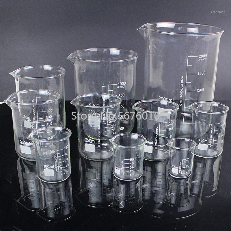 

1 Lot Lab 25ml To 2000ml Low Form Beaker Chemistry Laboratory Glass Transparent Beaker Flask Thickened with Spout1