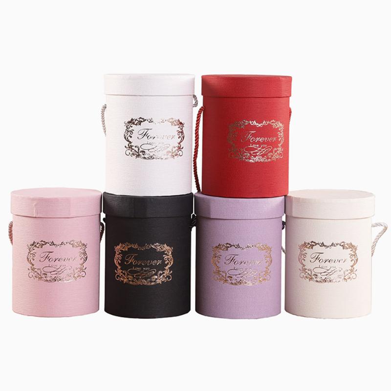 

2pcs/Set Big and Small Round Creative Flower Paper Boxes Lid Hug Bucket Vase Wedding Birthday Party Decor Pack Gift Flower Box