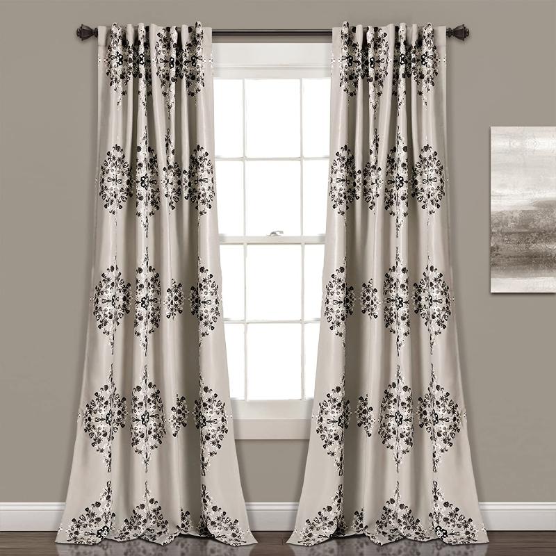

Medallion Room Darkening Floral Pattern Prints Window Curtain Panel Modern Boho Style Curtains, Blue