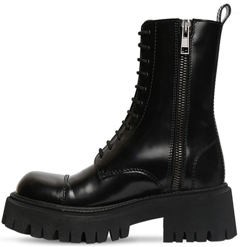 

NEWDISCVR Platform Boots Women Patent Leather Side Zipper Ankle Boots for Women Chunky Motorcycle Shoes Cool Stylish Shoes1, Black boots nm1133