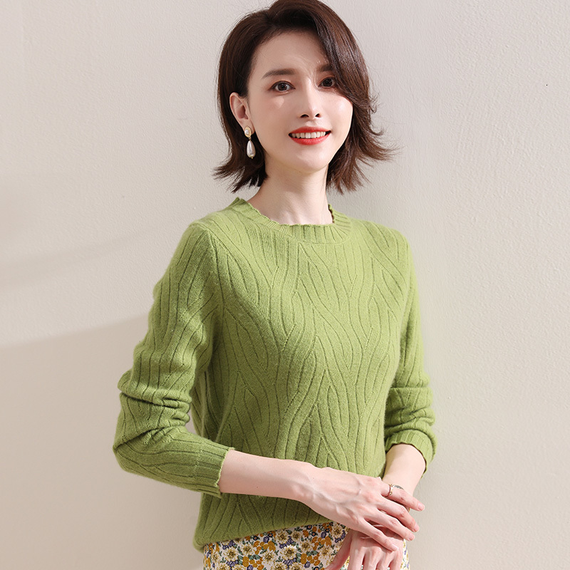 

2021 Best Quality Oneck Sweaters 100% Pure Cashmere Goat Mesh Jumpers Women's Four Colors Manga Long Impression Pullovers Sale Hot G8H9, White