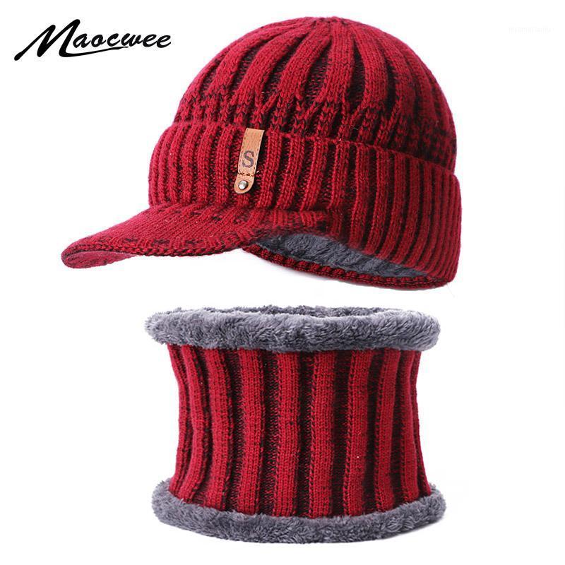

Men Women Warm Skullies Beanie And Scarf Two-Piece Set Winter Thicken Hat Male Outdoor Knitted Caps Neck Warm Bonnet With Lining1