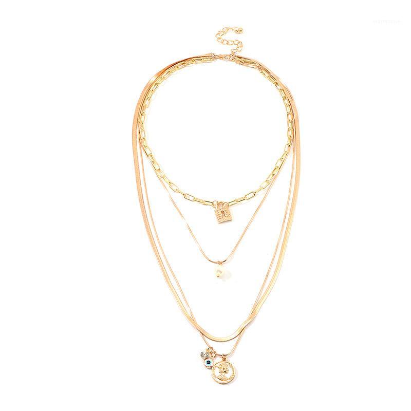 

Pearl Lock Portrait Relief Choker Necklace For Women Jewelry Collares Friends Chains Accessories Aesthetics Suspension XL101361