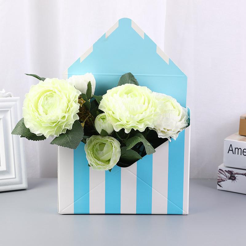 

Striped Envelope Paper Flower Basket Gift Boxes Bouquet Florist Wedding Decoration Package Dries Flowers Holder Packing Box