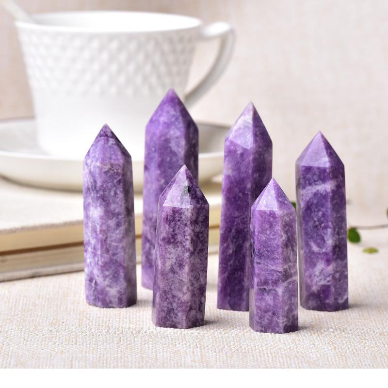 

1pc Natural Crystal Point Lapidolite Healing Obelisk Purple Quartz Tower Ornament For Home Decor Reiki Energy Stone Pyra qylVgm