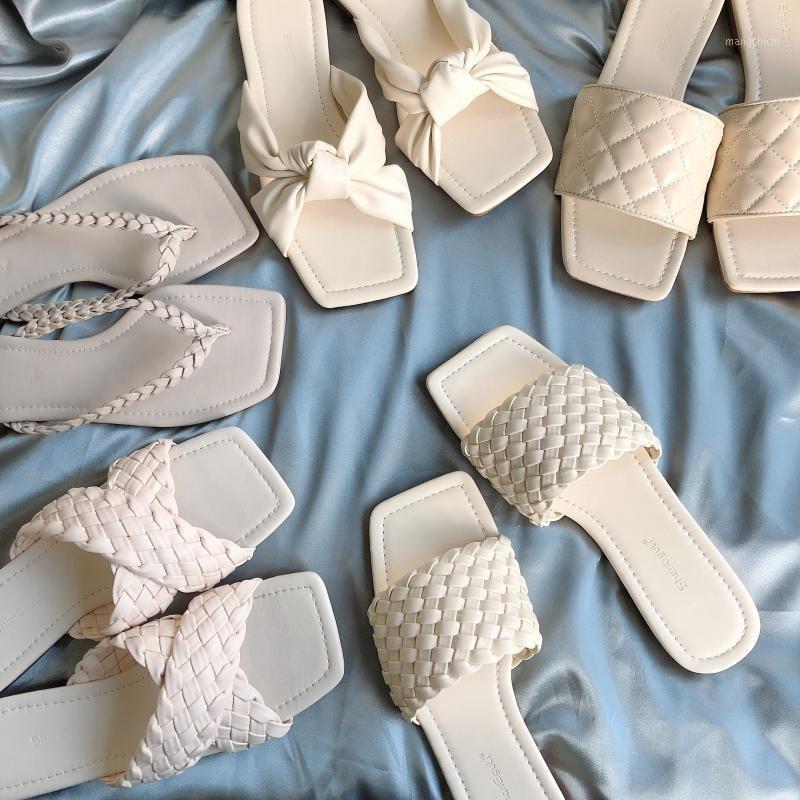 

Milky White Apricot Simple Wild Slippers 2020 Summer New Products1