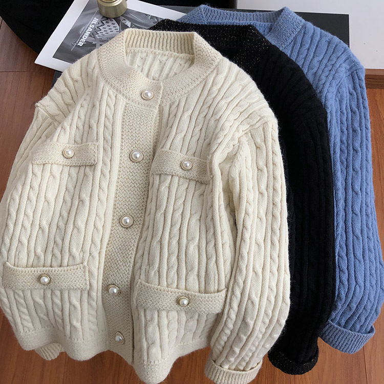 

2021 New Autumn Woman Cardigan Sweater Vintage Luxury Designer Women's Clothes Cf3i, Black