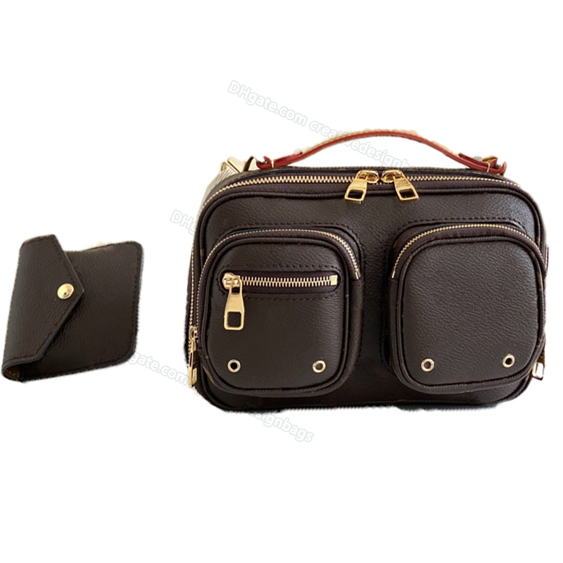 

Ladies Shoulder Bag Utility Cross body Camera Bags Handbag Coin Purse Canvas Natural Rivet Mini Clutch Double Zipper Closure Removable Shoulders Strap L066, M80446