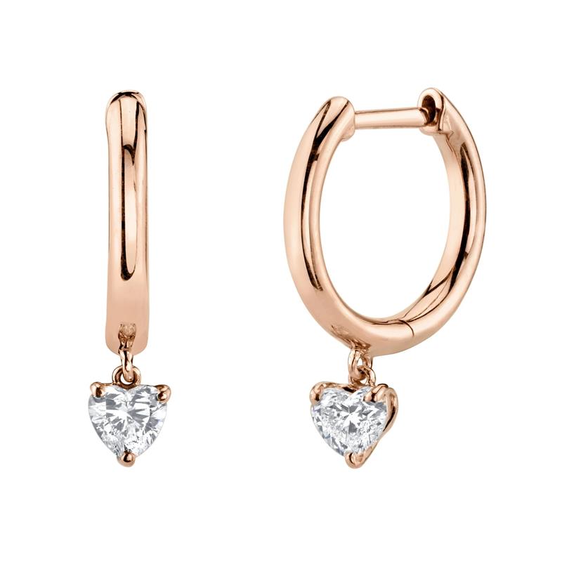 

Finefey S925 sterling silver heart cubic dangle hoop earrings