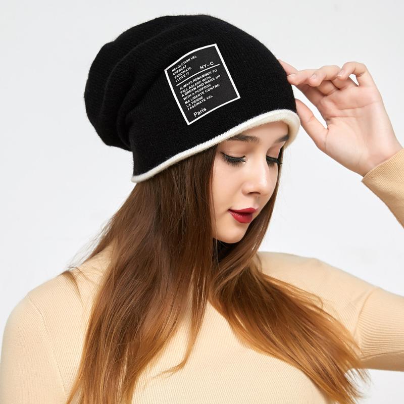 

Beanie Hat for Women Men Winter Hat Knitted Autumn Skullies Unisex Ladies Warm Bonnet Cap Korean Black Red Cap