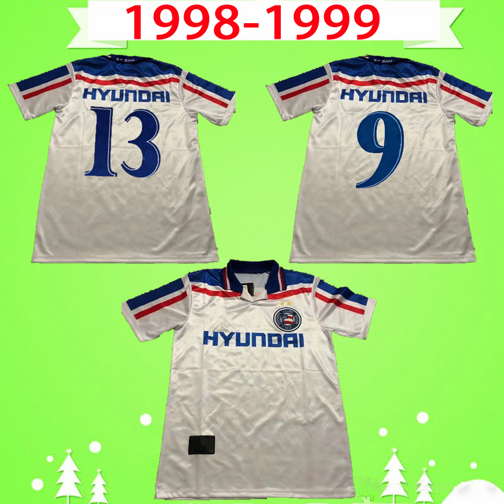 

Esporte Clube Bahia 1998 1999 retro soccer jerseys 98 99 Vintage football shirts home white thai qualtiy Mens Adults, Black;yellow