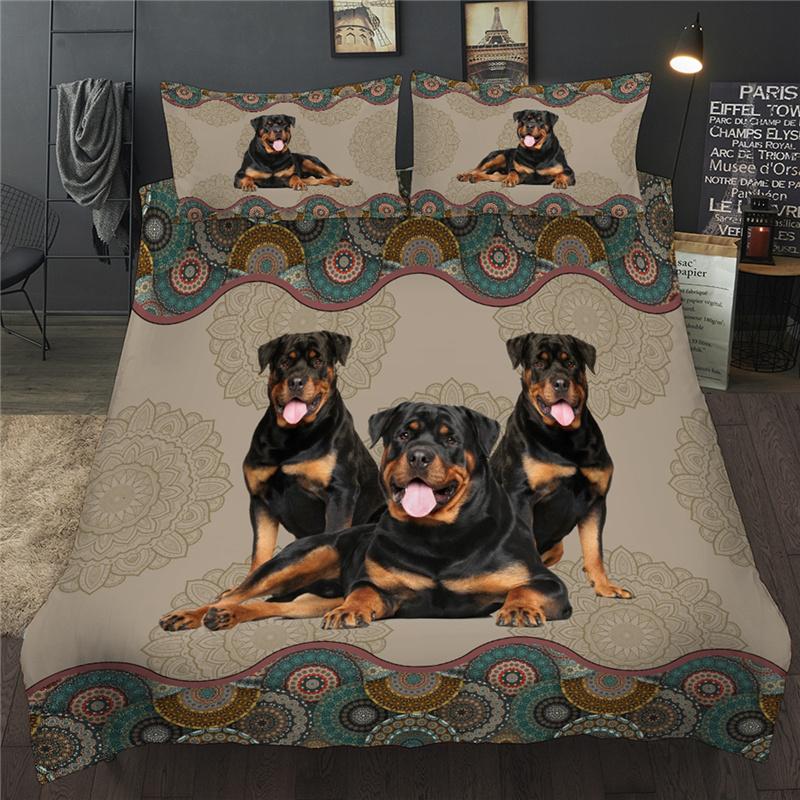 

3D Bedding Set Pet Dog Printed Single Double Duvet Cover Set  Full Queen King Size Bed Linens Children Adult Home Bedclothes, Black