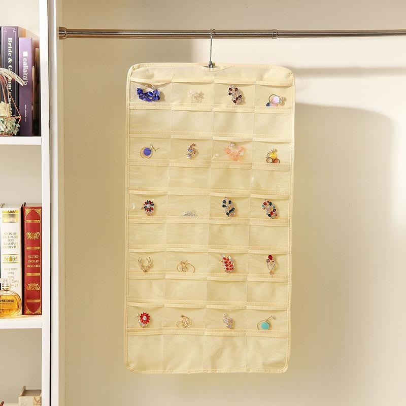 

40 Pockets Hanging Jewelry Storage Bag For Girl/women Small Objects Finishing Dustproof Storage Bag Hanging Organizers, White