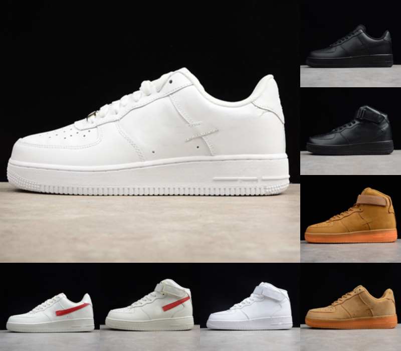 

2021 NEW Men Low Skateboard Shoes Cheap One 1 Knit Euro Air High Women Forces All White Black Red Discount Trainer Designer Casual Shoes