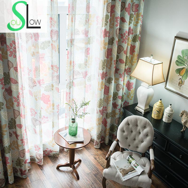 

Slow Soul Floral Modern Curtains For Living Room Tulle Kitchen And Blackout Drapes Sheer Bedroom Children Simple Thickened