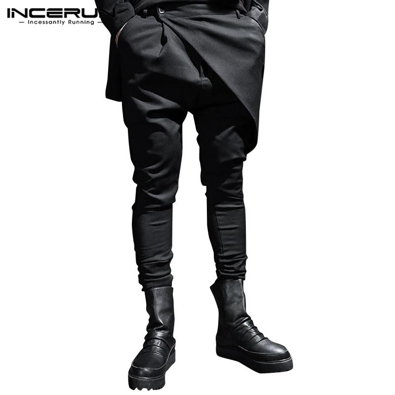 

INCERUN Fashion Punk Style Men Pants Joggers Button Plain 2020 Pockets Korean Irregular Trousers Men Streetwear Harem Pants 5XL, Gray pants