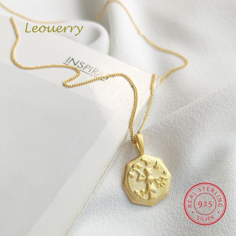 

Leouerry Gold Plated Geometric Pendant Necklace S925 Sterling Silver Female Clavicular Chain Necklace1