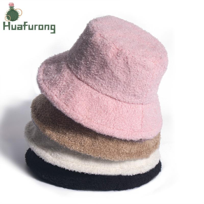 

Huafurong Female Lamb Fur Fisherman Hat Net INS Style Autumn and Winter Fashion All-match Solid Color Warm Basin Hat Wholesale, 03