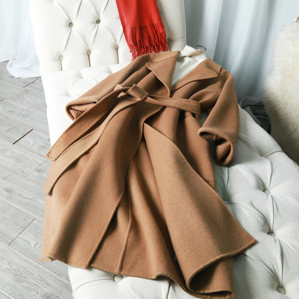 

100% Wool for women spring jacket 2020 new arrival double-sided cashmere alpaca women's long woolen coat, Camel
