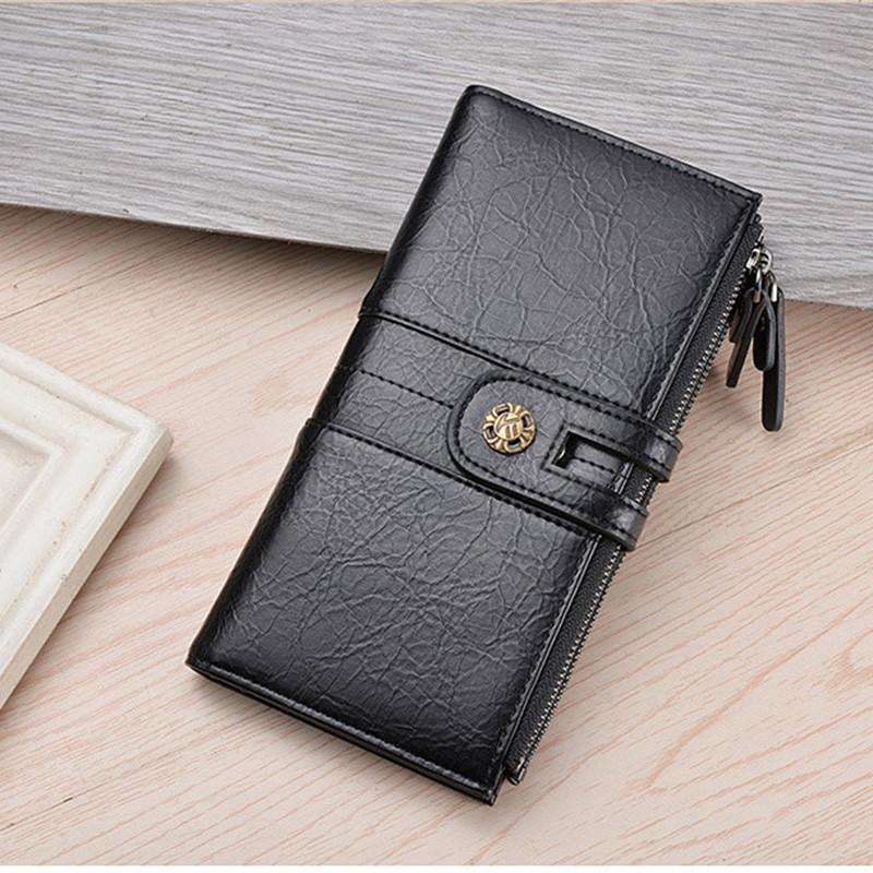 

2020 new style wallet long PU leather waterproof wallet fashion men's multifunctional, Black
