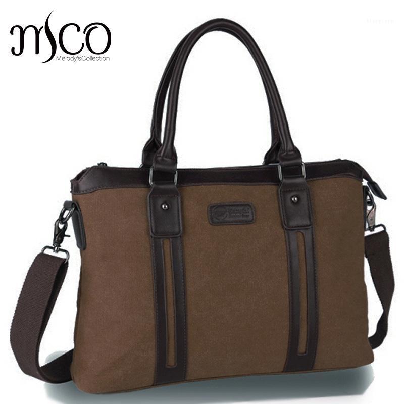 

MCO Men Canvas vintage Casual Briefcase Business Shoulder Bag Messenger Bags Computer Laptop Handbag Bag Men's Travel Bags1, Khaki