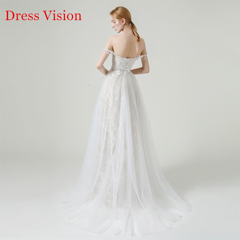 

2021 New Praia Mari E*1087 to Be Elegant Pearls Long Wedding Dressed As Bride Novia Lace Robe Mariee 7SN2, Ivory white