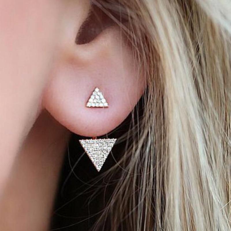 

Hot Crystal Geometric Stud Earrings For Women Fashion Jewelry Gold White K Rhinestones Earrings Gift For Party And Best Friend