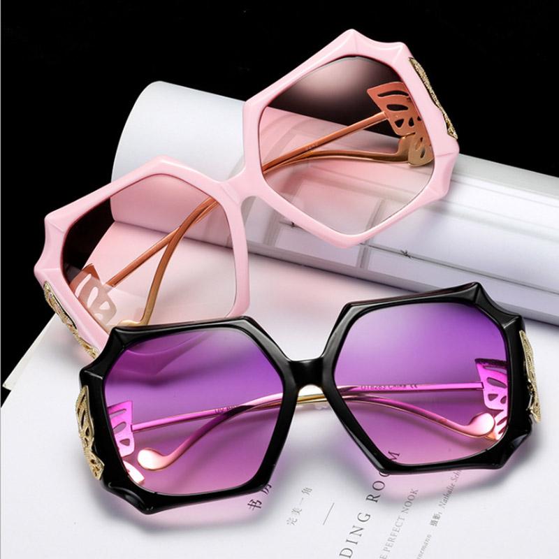

New Retro Oversized Square Sunglasses Women Purple Shades Brand Designer Butterfly Arm Sun Glasses Female Big Eyeglasses UV400