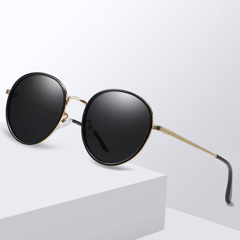 

High Quality Women Round Sunglasses Fashion Metal Polarized Sun Glasses Personality Classic Oval Acetate Frame Shades Female 139