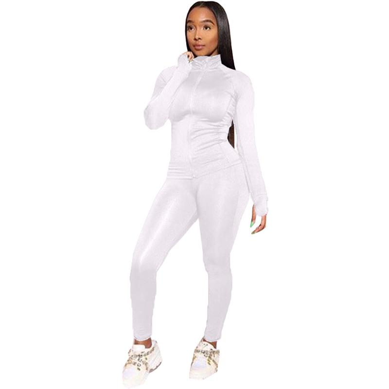 

Women Casual Sports 2-piece Outfit Set Long Sleeve Zipper Top+Pants Set for Ladies, Black