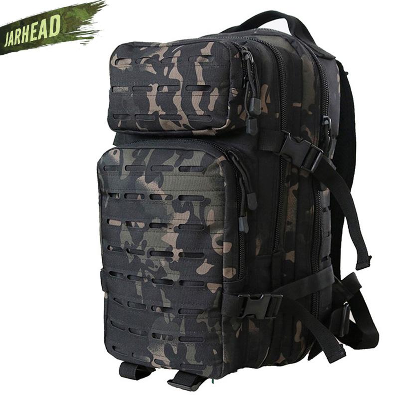 

35L Camouflage Army Backpack Men Tactical Bags Assault Molle backpack Hunting Trekking Rucksack Waterproof Bug Out Bag, Black