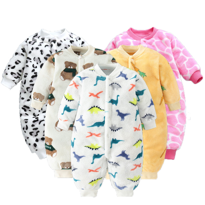 Newborn Baby Winter Clothes cute Infant Girls Outwear clothes Jumpsuit for boys soft fleece warm New born Rompers 0-12 Month L26922
