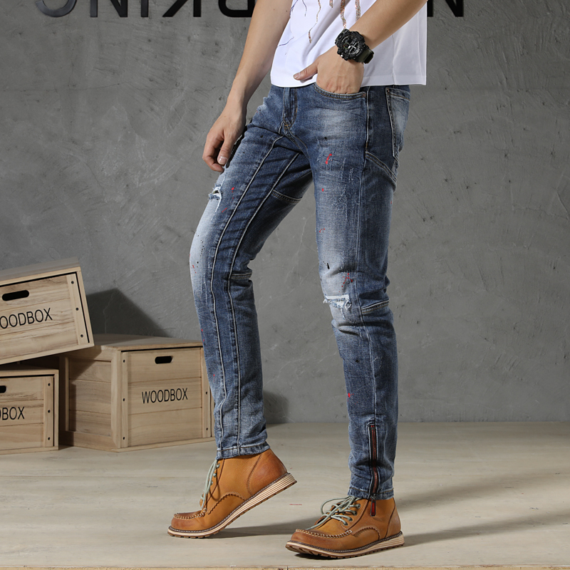 

2021 New Jeans for Mended Men Painted Skinny Denim Brem Hip Pants Streetwear Spring Z8S7, Games