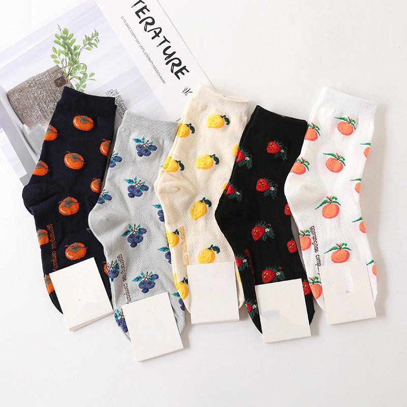 

New Korean Fresh Fruits Socks Funny Lemon Strawberry Blueberry Printed Happy Socks Cute Combed Cotton Funny Sox Calcetines Mujer1