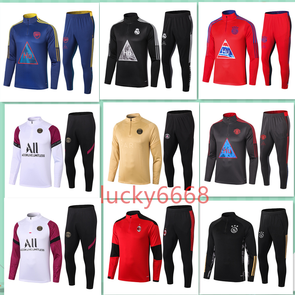 

2020 2021 Men Real Madrid Football Training Suit 20 21 Marseille Paris MBAPPE Survetement Soccer Tracksuit Maillots de Foot Chandal Kit, Black