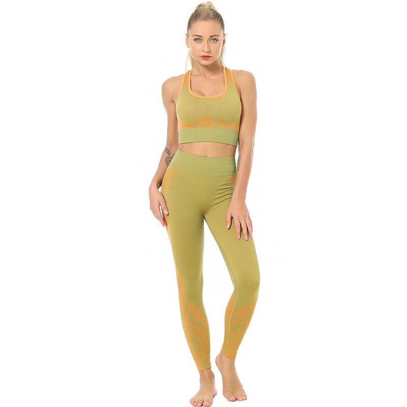 

Women Fitness Clothing Seamless Sportswear Set Cropped Top And Yoga Leggings Gym Sport Suit For Workout, Blue