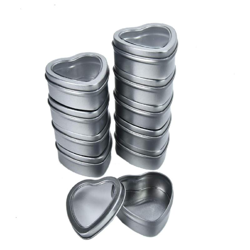 

24PCS Heart Shaped Metal Tins Empty Cosmetic Jar Containers Candle DIY Travel Lip Containers With Lids