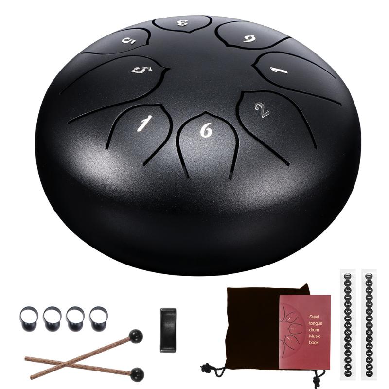 

6 Inch Steel Tongue Drum 8 Tune Hand Pan Drum Tank Hang With Drumsticks Carrying Bag Percussion Instruments